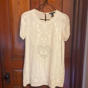 White Embroidered Women's mini dress